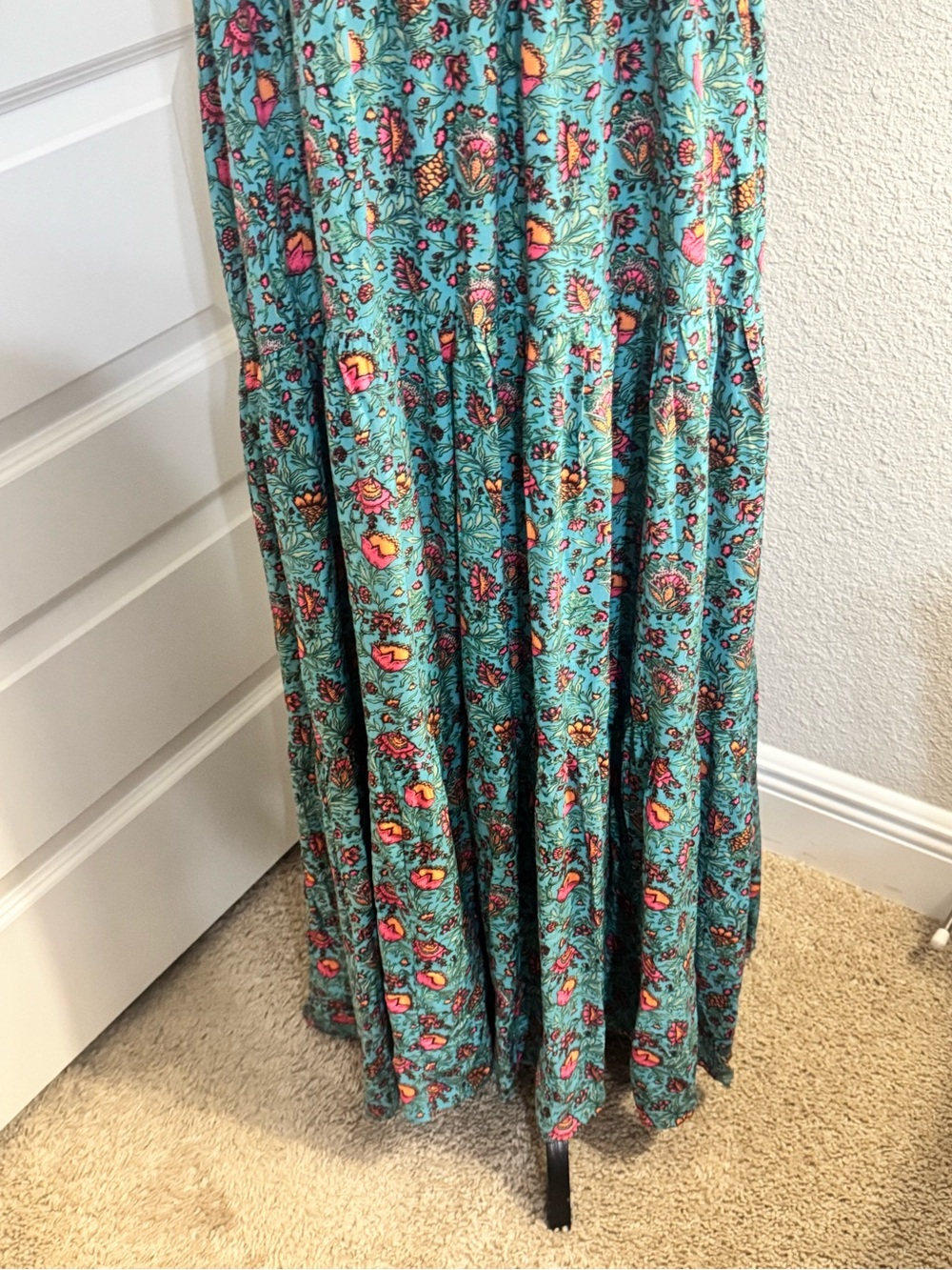 Natural Life Floral Tie Strap Maxi Dress Blue Pink Boho Size Small - Picture 5 of 9